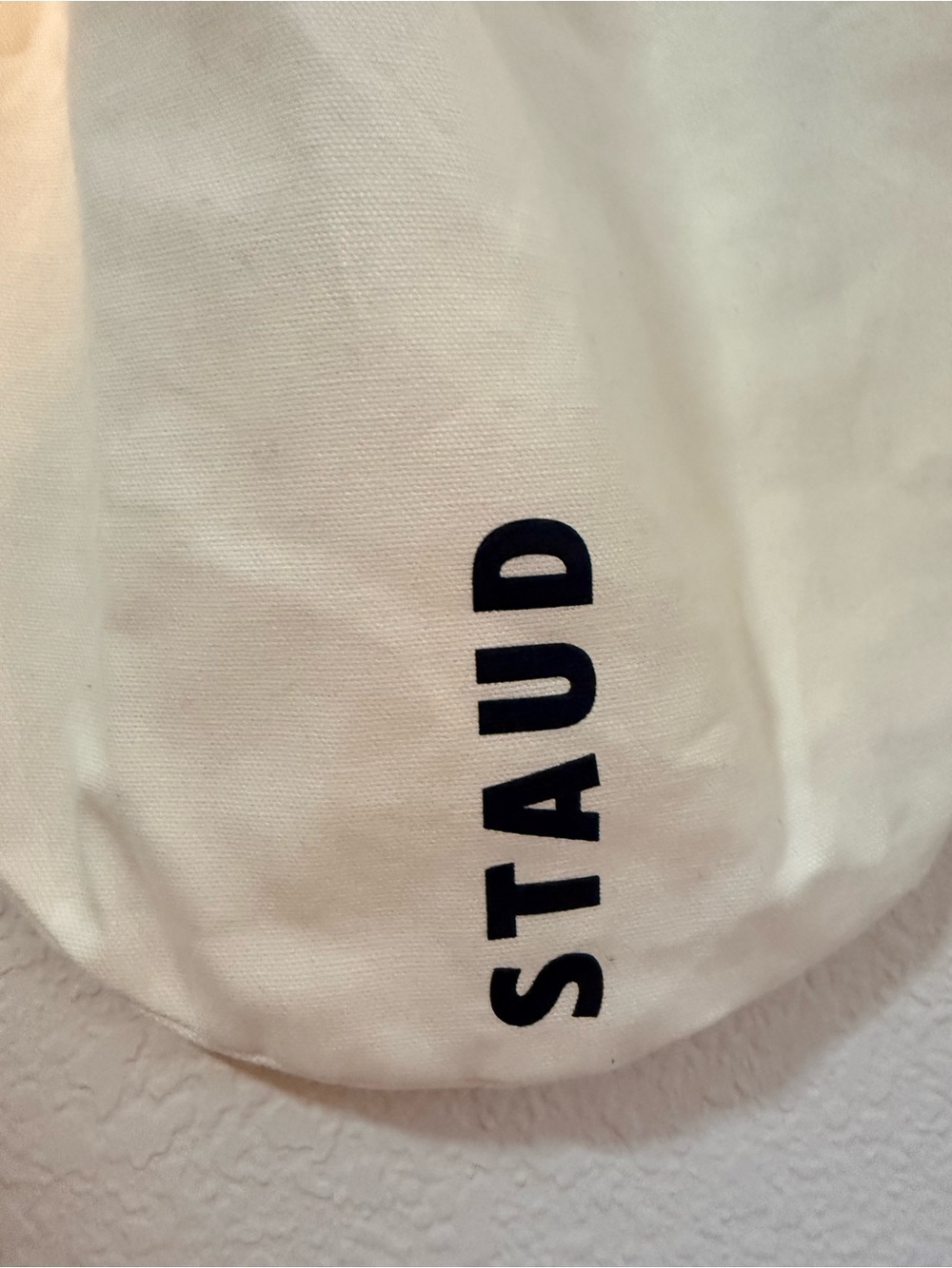 STAUD Cream Round Canvas Tote with Black Logo - Picture 2 of 4